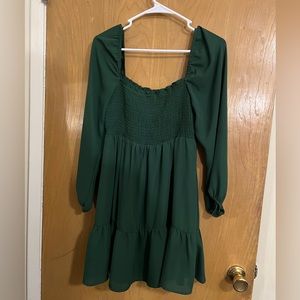 Long Sleeve Smocked Mini Dress